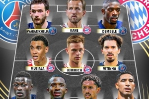 Score90列巴黎+拜仁阵容：登贝莱、凯恩领衔，巴黎8人入选